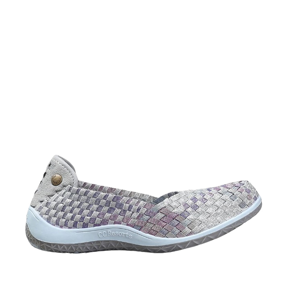 CC Resorts Sugar Silver Shimmer flats featuring a stylish silver shimmer design and comfortable flat sole.