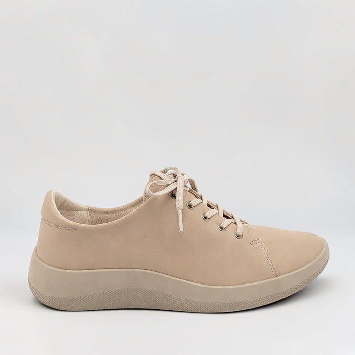 Arcopedico Daintree taupe sneakers with breathable fabric and comfortable slip-on design, ideal for casual wear.