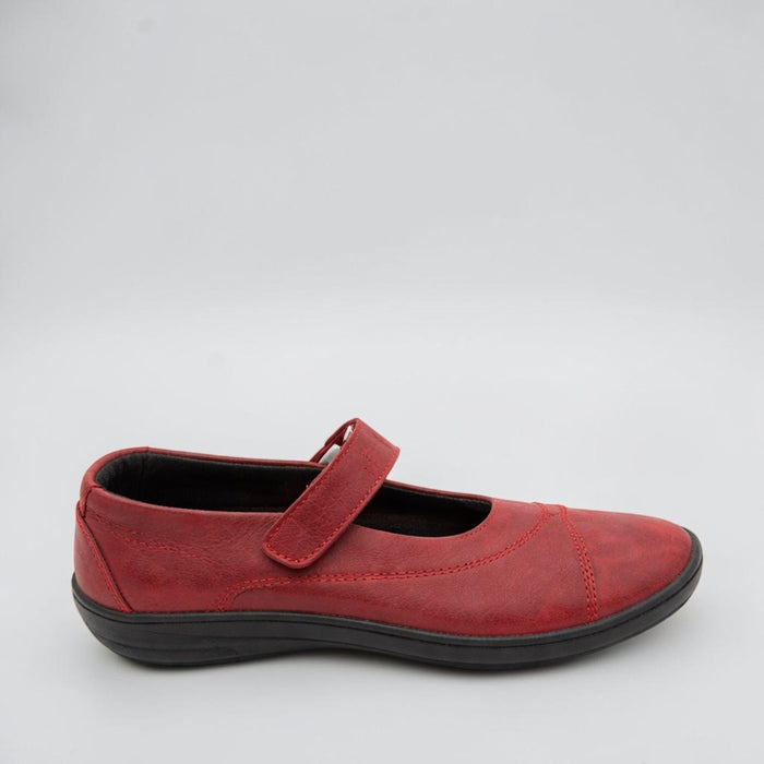 Arcopedico Triglav Cherry Mary Jane shoes in vibrant red with a comfortable, casual design and adjustable strap.