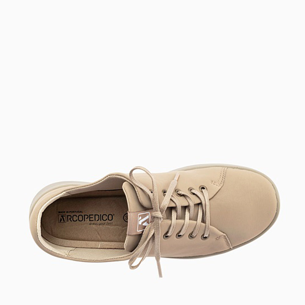 Arcopedico Daintree taupe sneakers with breathable fabric and comfortable slip-on design, ideal for casual wear.