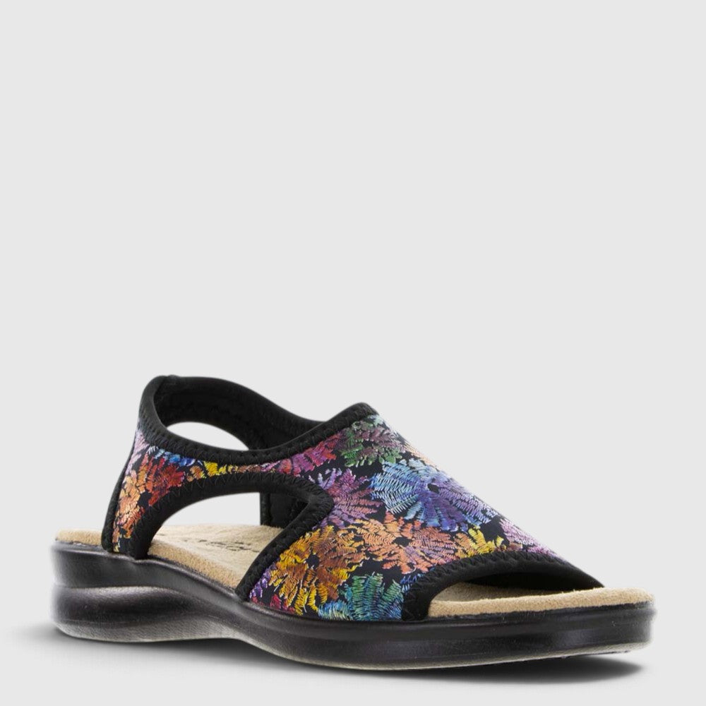 Euroflex Tuscany Black Floral sandals with a black floral design and open-toe style