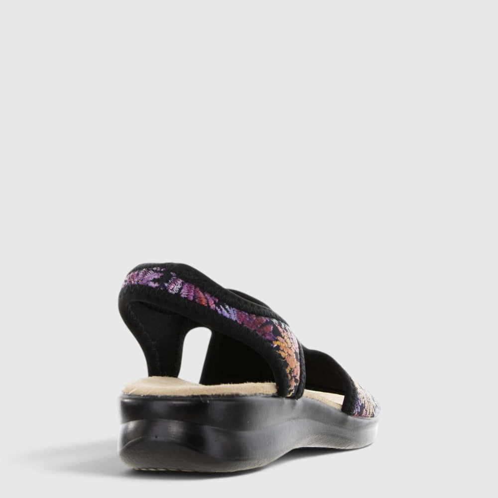 Euroflex Tuscany Black Floral sandals with a black floral design and open-toe style