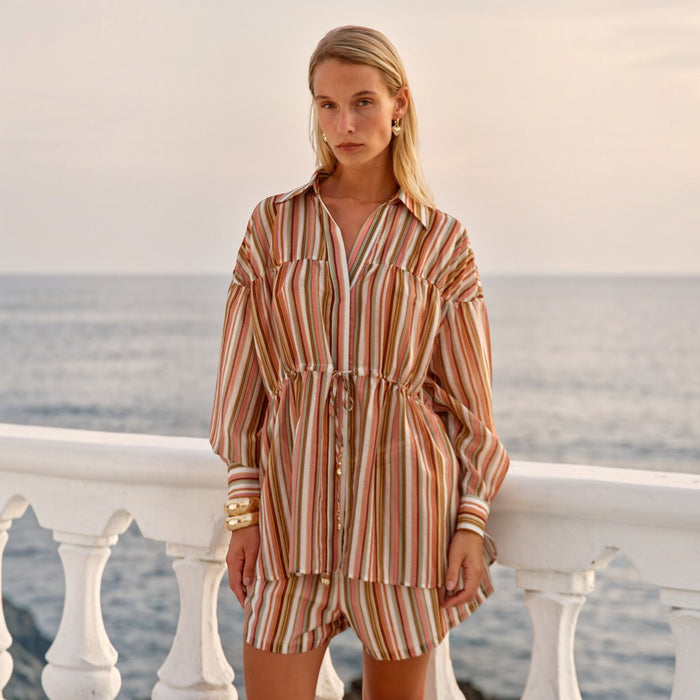 Sass Clothing SASS LUCETTE SANDBAR STRIPE shirt, a stylish striped blouse with a relaxed fit, perfect for casual wear.