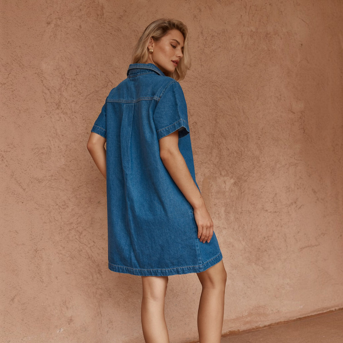 SASS PEPE WAVE DENIM DRESS