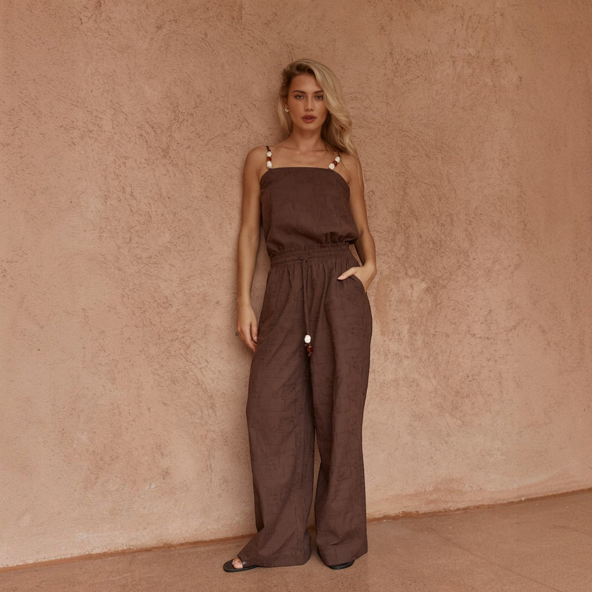 SASS BELLIE EMBROIDERED CHOCOLATE PANT