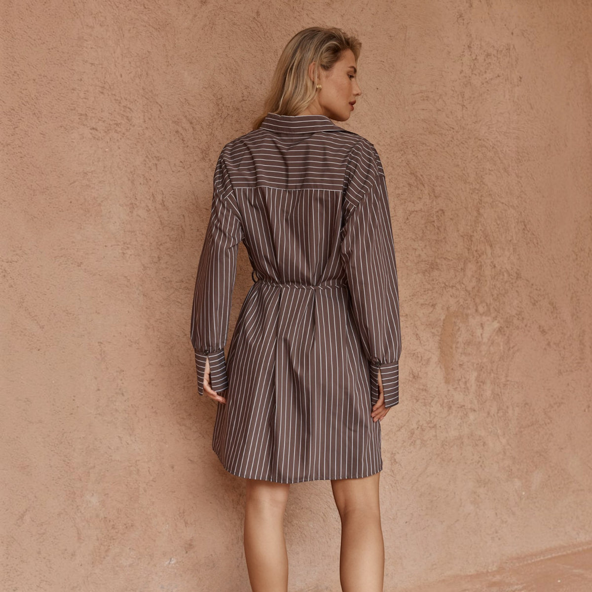 SASS MEL STRIPE CHOCOLATE SHIRT DRESS