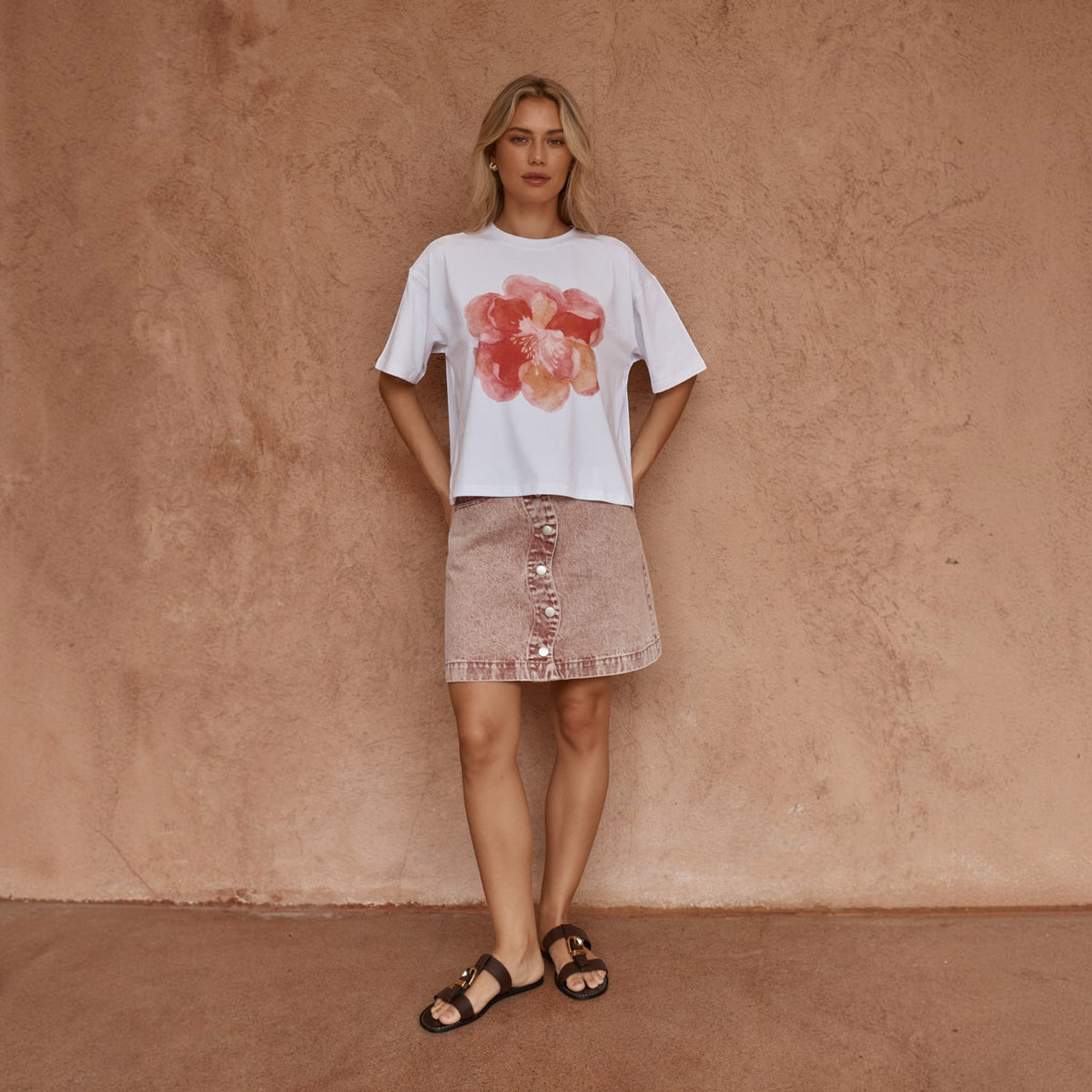 SASS SALORE PRINTED PEONY PRINT TEE
