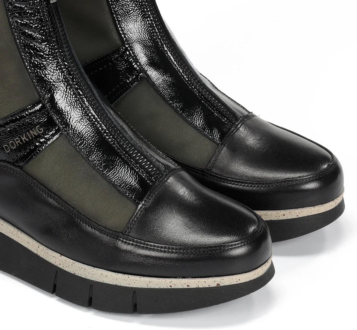 Dorking India Rowena herb leather boots with lace-up design and ankle height, featuring a stylish and versatile look.