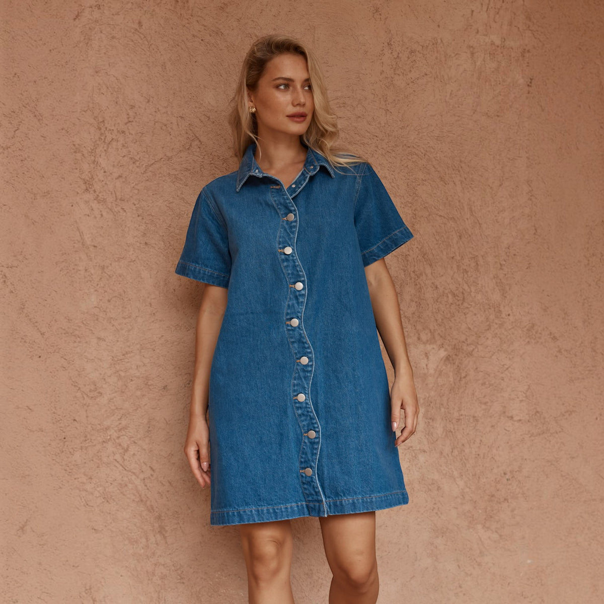 SASS PEPE WAVE DENIM DRESS
