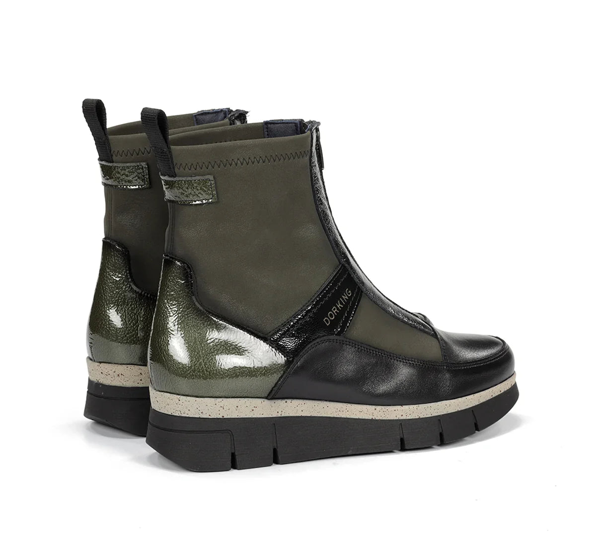 Dorking India Rowena Herb boots in natural leather with lace-up design and ankle height for a stylish, comfortable look.