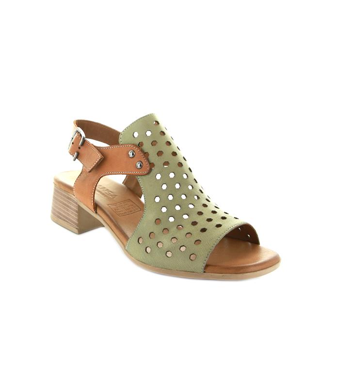 Le Sansa Lesansa Doha Khaki Tan sandals with open toes and ankle straps, featuring a stylish and comfortable design.