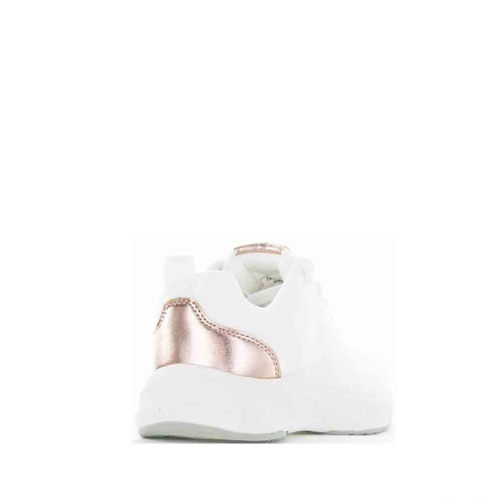 Cabello Walker White Rosegold sneakers with white and rose gold accents, stylish casual footwear for women.