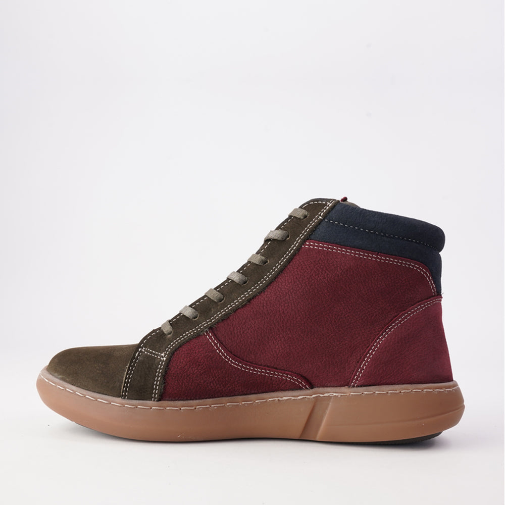CABELLO Willora Khaki Multi Nuback boots featuring a stylish multi-color design and ankle-high style with textured sole.