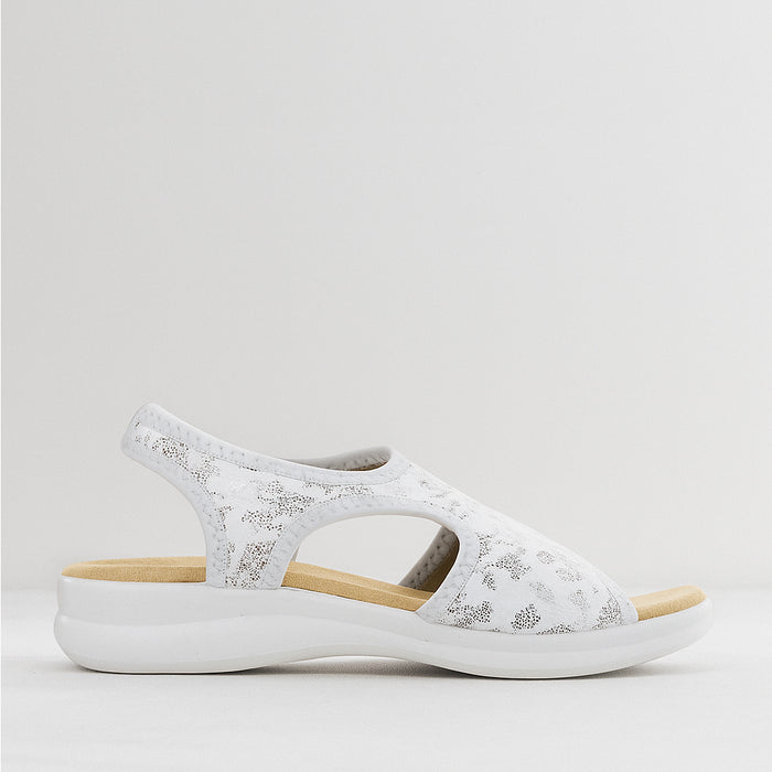 Euroflex Tuscany white sandals with open-toe design and ankle straps, lightweight and comfortable for summer wear.