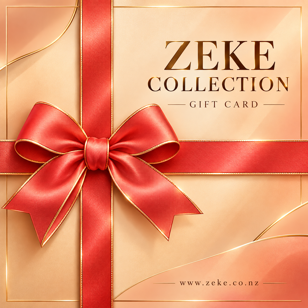 Zeke Collection gift card featuring a stylish design, perfect for gifting, with the Zeke Collection logo and vibrant colors.