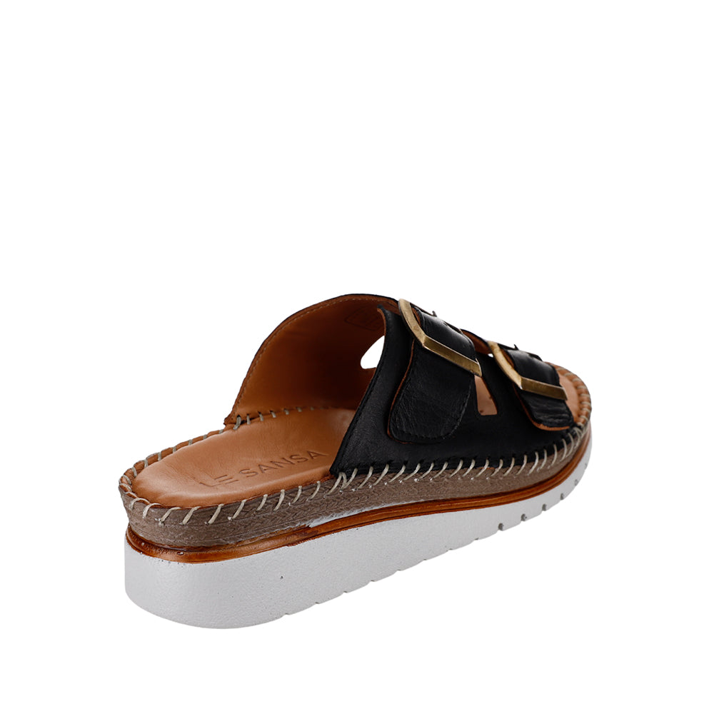 Black Le Sansa Freya slip-on shoes with sleek design and minimal detailing, perfect for casual or everyday wear.