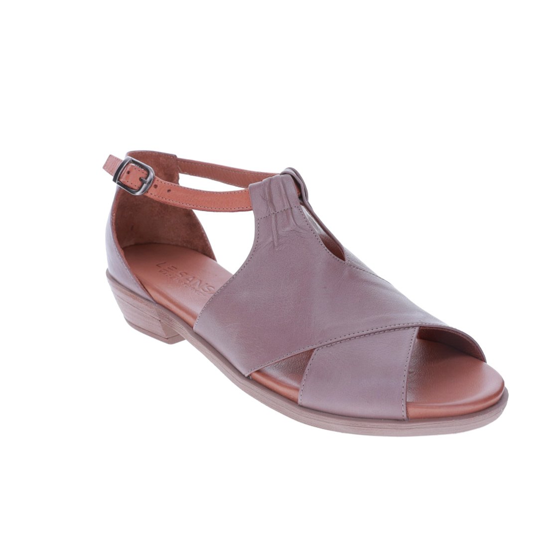 Le Sansa Lesansa Digby Tan Sandals with open toe design and ankle strap, stylish and comfortable for warm weather wear.