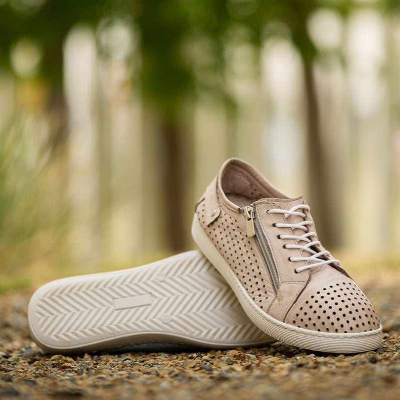 Taupe Cabello EG17 sneakers with white soles, stylish and comfortable casual footwear for everyday wear.