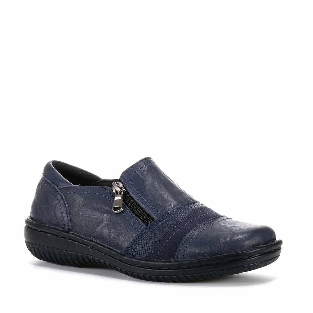CABELLO 5849-27 navy crinkle boots for women, stylish ankle boots with textured finish and lace-up design on a white background