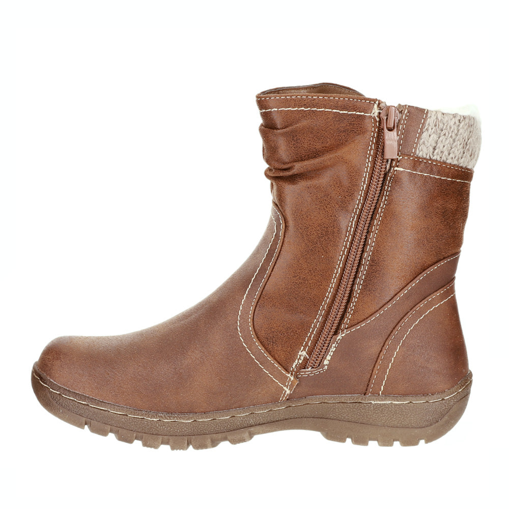 CC Resorts Glenda Brown boots, stylish ankle boots with a sleek design, featuring a rounded toe and subtle heel detail.