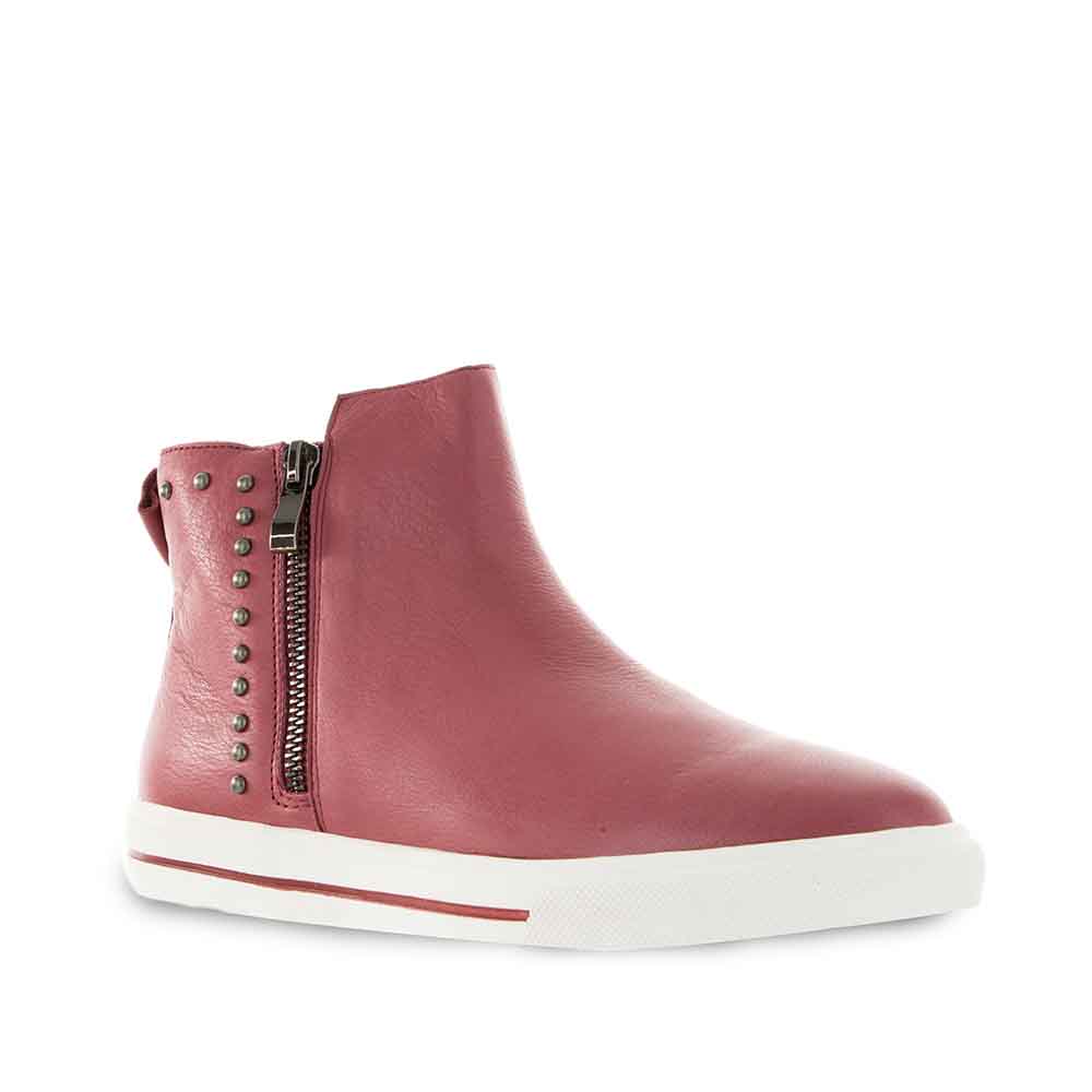 Le Sansa INA BORDO boots in burgundy leather with ankle-height design and stylish lacing detail.