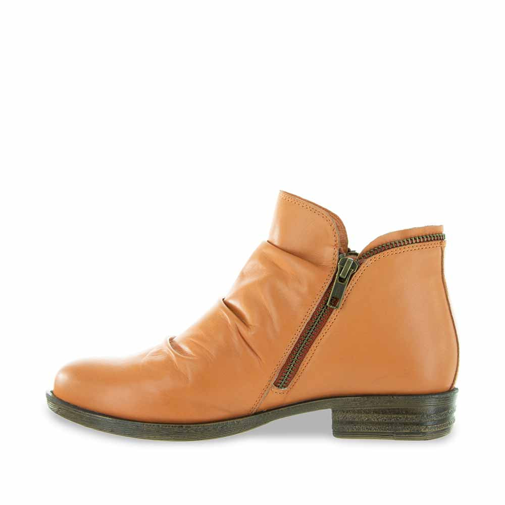LE SANSA Lemon Orange boots showing stylish design, vibrant colors, and ankle-height construction with laces and sturdy sole.