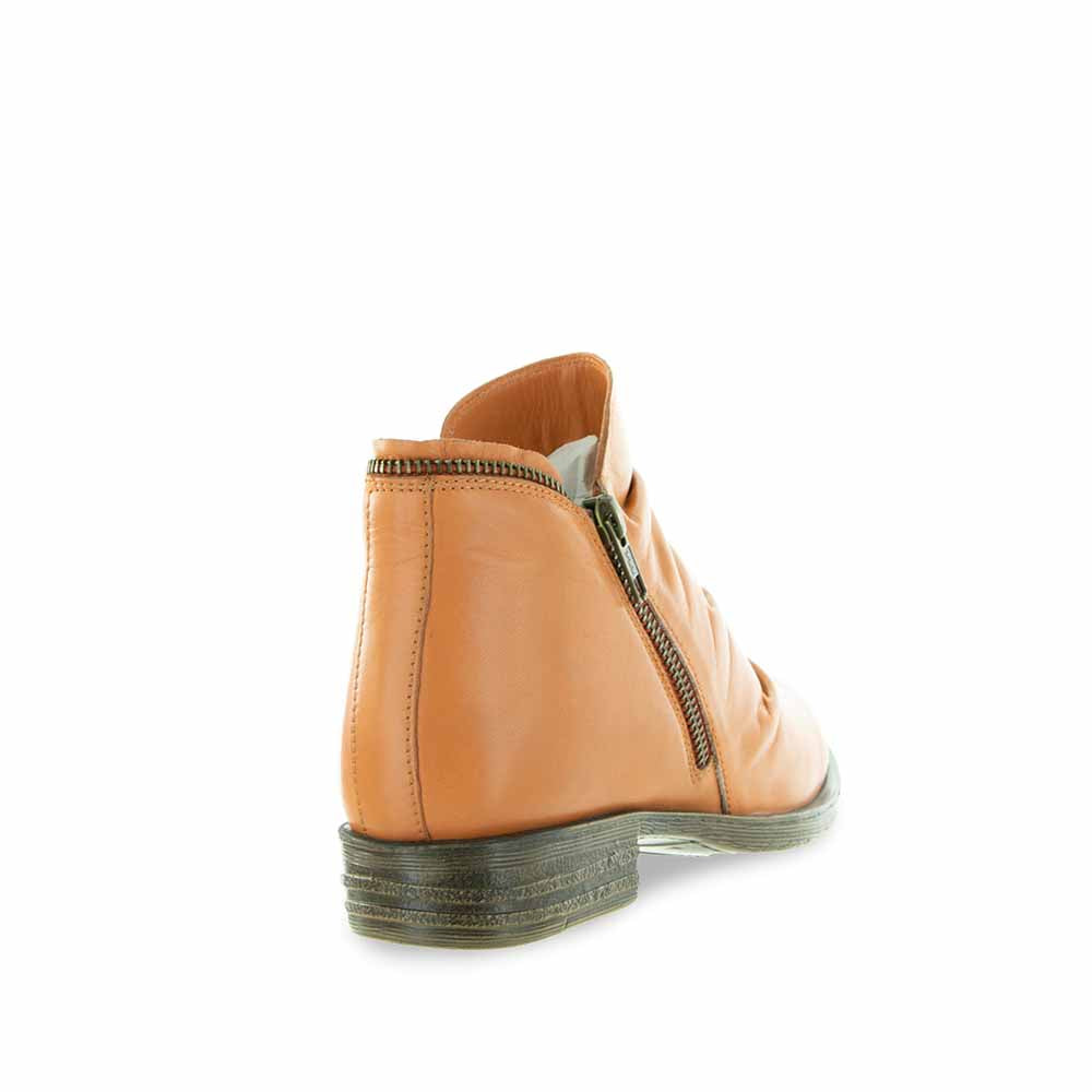 Le Sansa Lemon Orange boots in vibrant yellow and orange, featuring a stylish ankle-high design with textured sole.