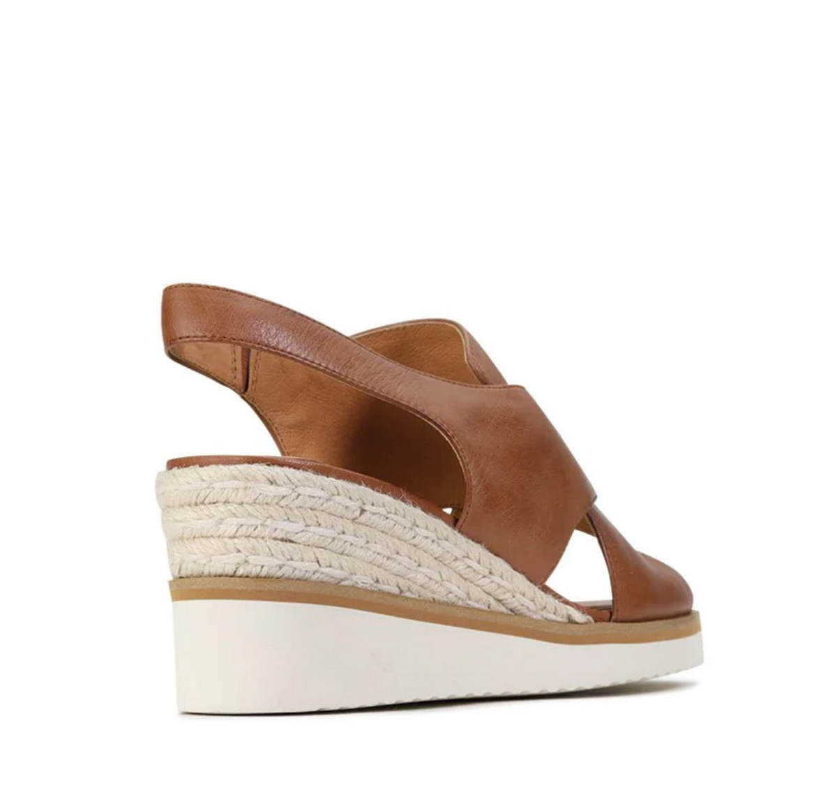 Eos Lazing Brandy sandals featuring tan leather straps and a comfortable flat sole, perfect for casual summer wear.
