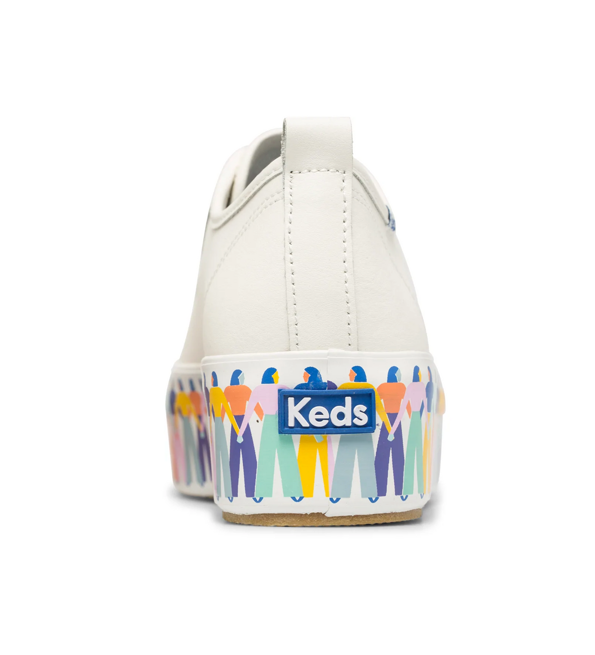KEDS Triple Up Rainbow People sneakers featuring colorful rainbow design on casual canvas shoes.