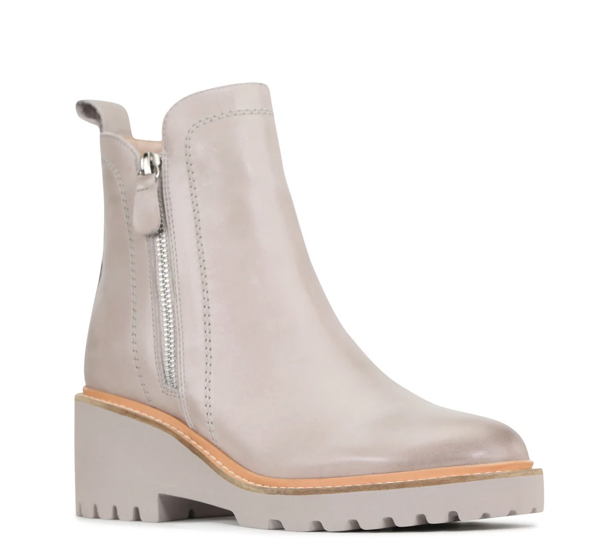 Eos Parsons Stone boots featuring a stylish ankle design, brown leather material, and decorative stitching on the front.