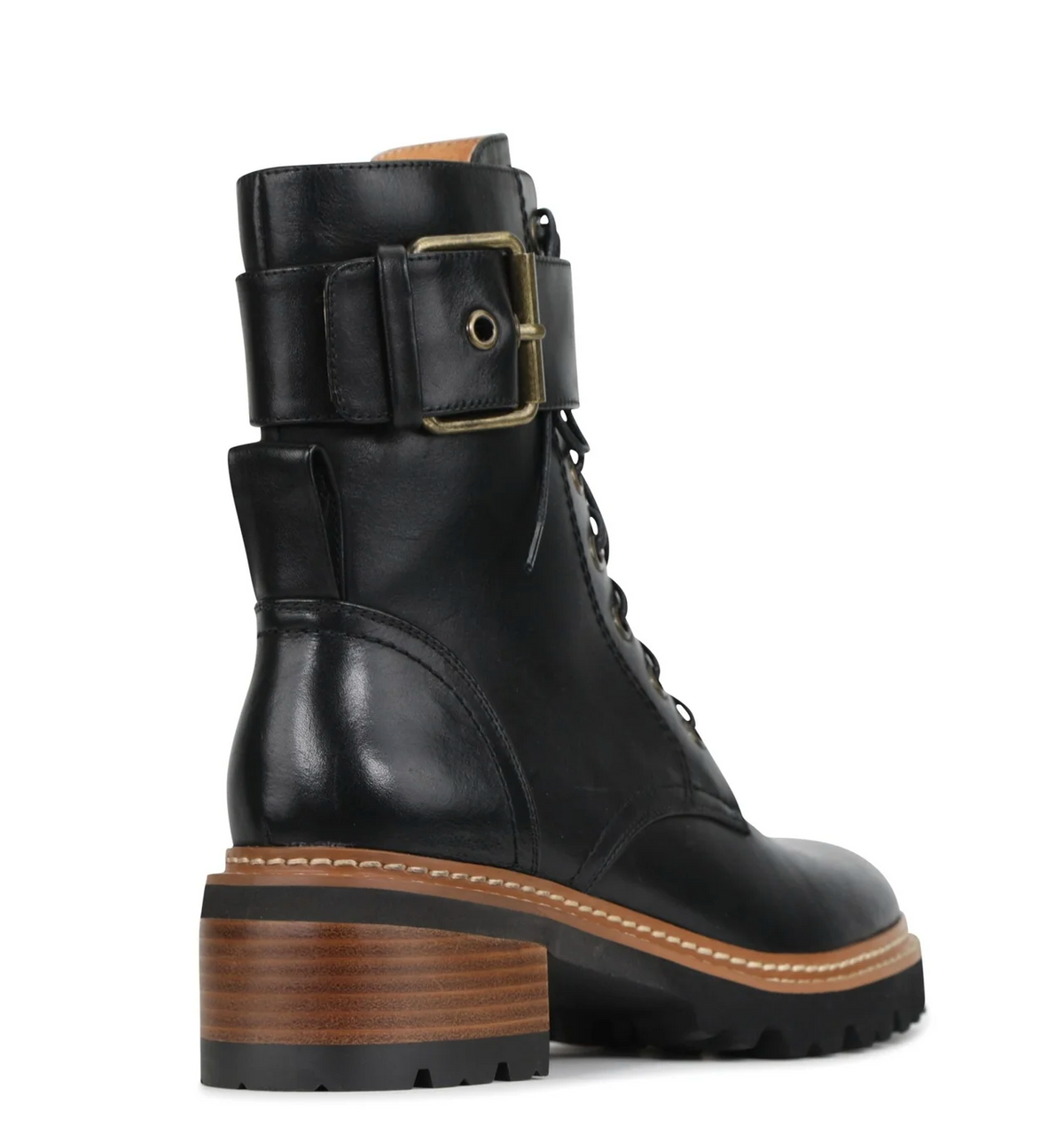 Eos EOS LINE BLACK boots with sleek black design, round toe, and ankle height, featuring stylish stitching details.