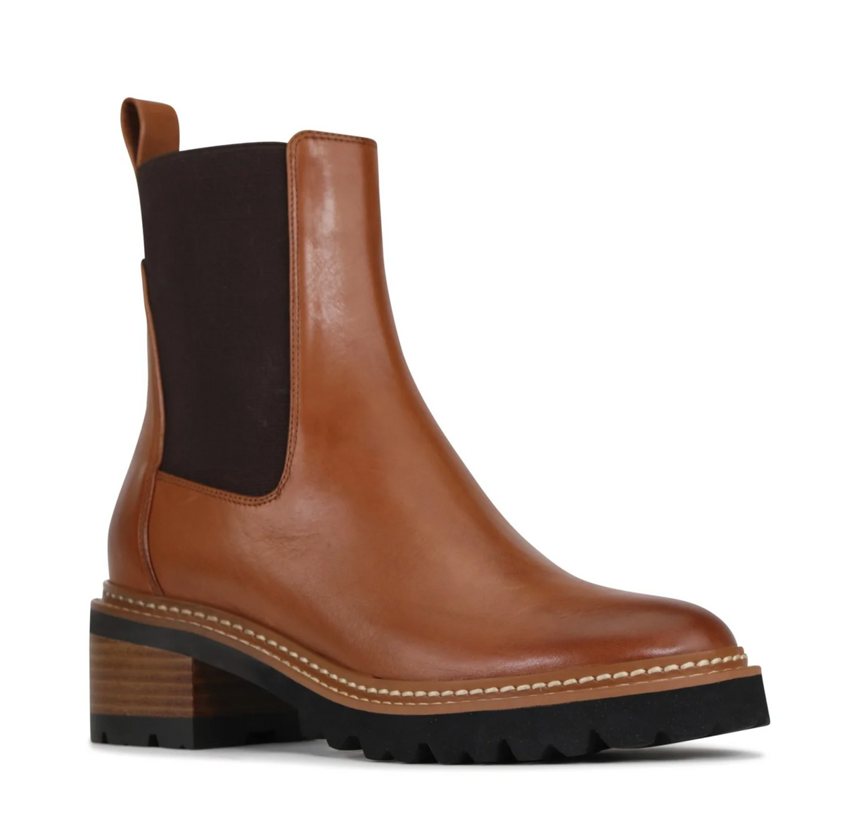 Eos Linear Brandy boots featuring stylish design and ankle height, made from high-quality materials for a fashionable look.