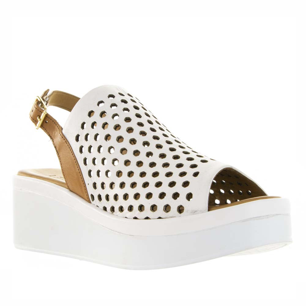 Lesansa Trudy white sandals by Le Sansa featuring open toes and ankle straps, perfect for casual summer wear.