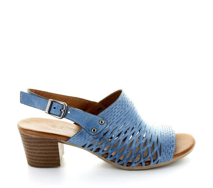 Le Sansa Lesansa Lana Denim heels featuring a stylish denim design and elegant heel shape on a neutral background.