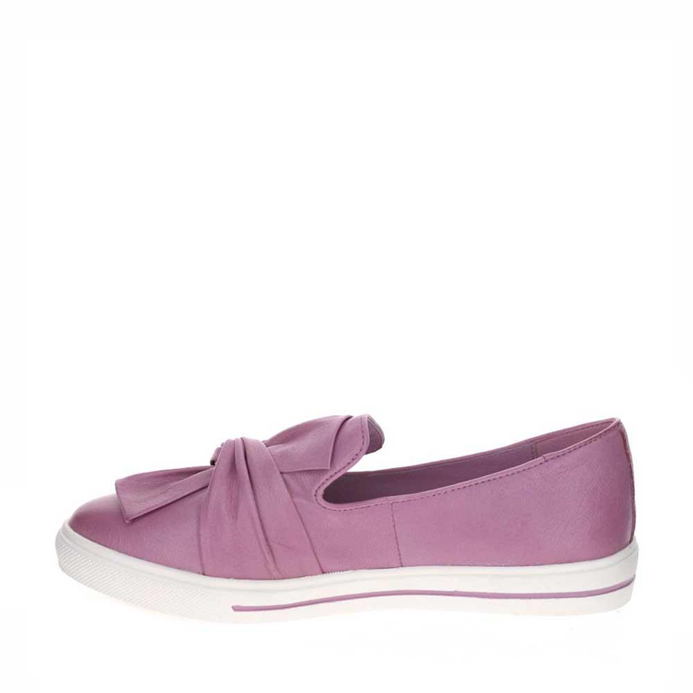 Le Sansa Izzy Lilac slip-on shoes with a soft fabric upper and comfortable design, shown in a stylish purple shade.