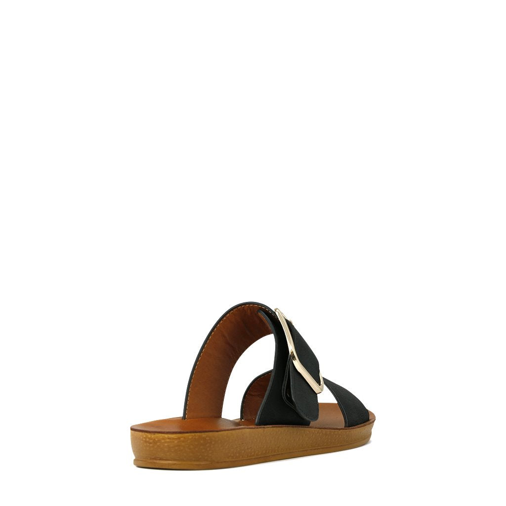 Black Los Cabos Doti flats with pointed toes and sleek design, perfect for casual or dressy occasions.